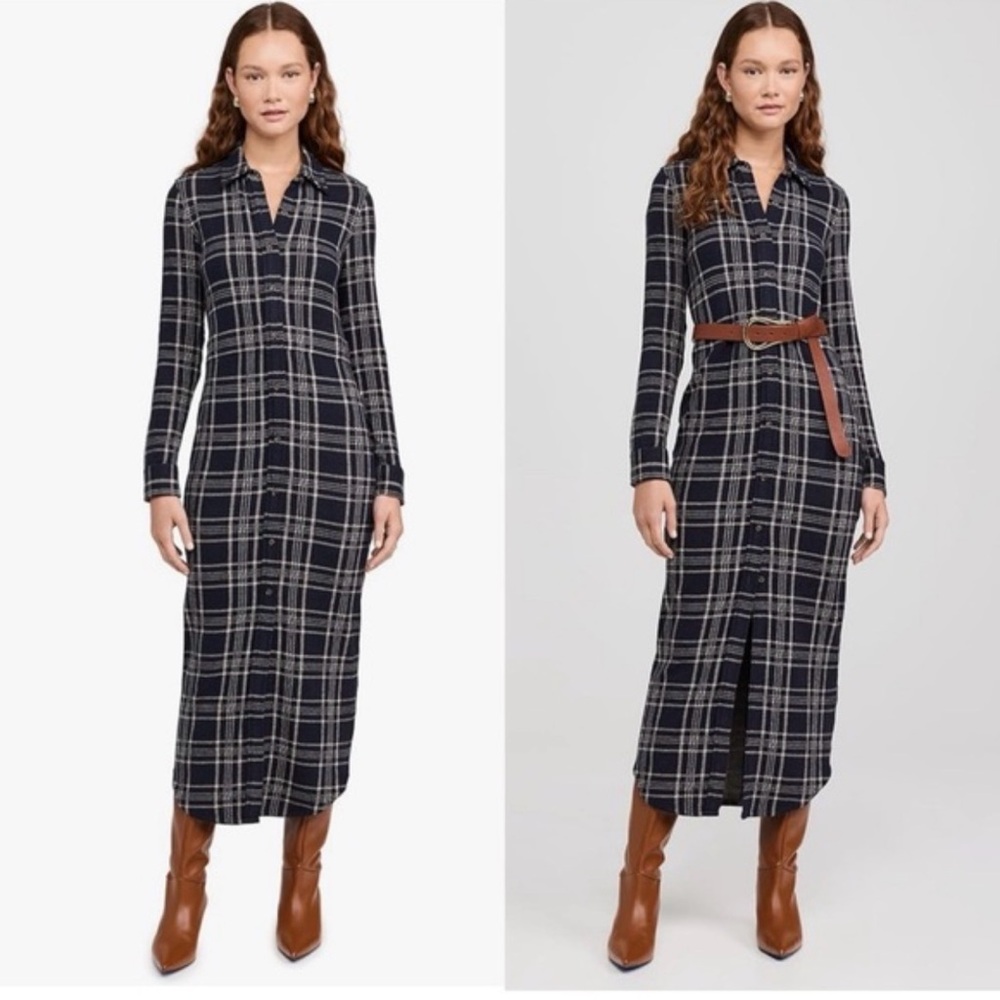 Faherty Legend Plaid Flannel Shirt Dress Size Small Officecore Minimalist